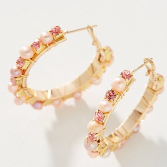 Anthropologie Margot Embellished Hoop Earrings - Picture 3 of 4